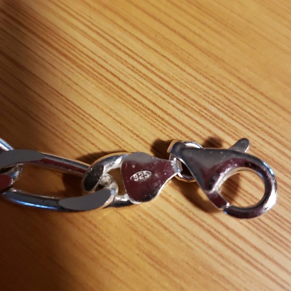 Figaro Silver Bracelet 8in